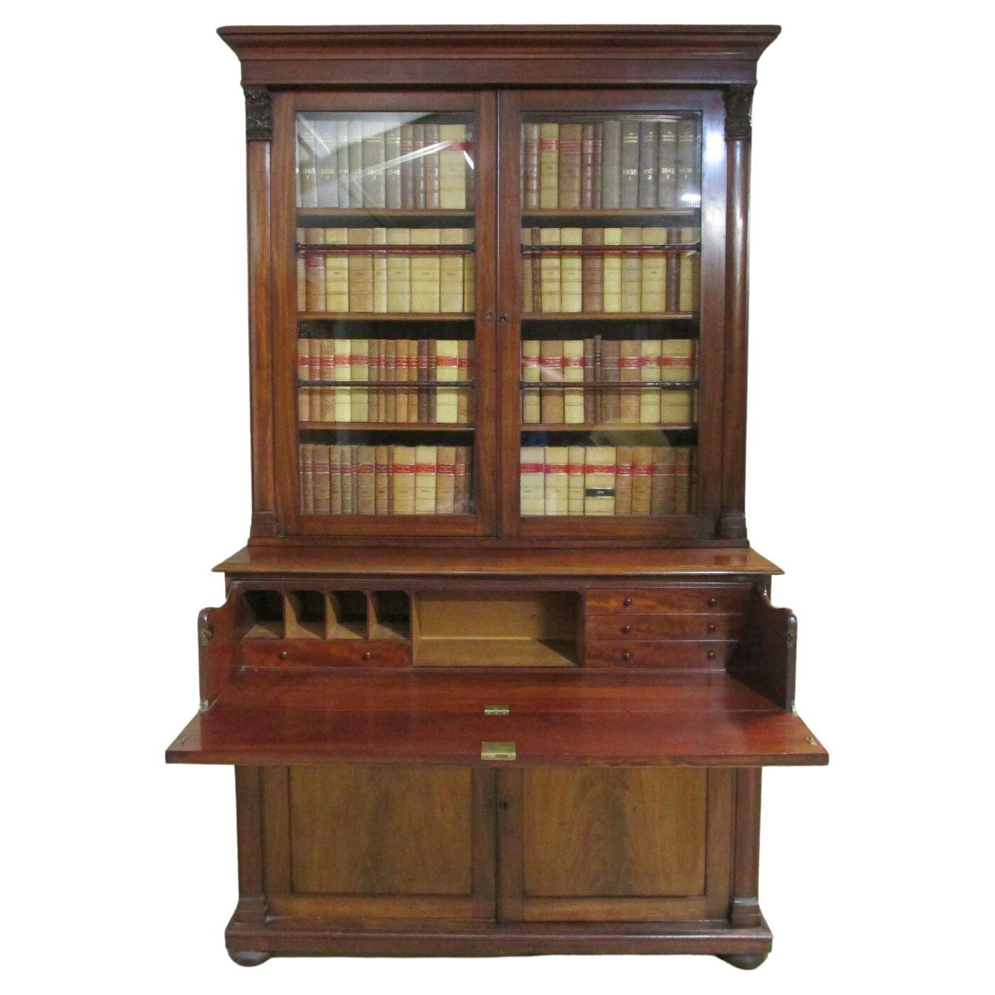 Victorian Secretaire Bookcase Mahogany 1840 Desk For Sale