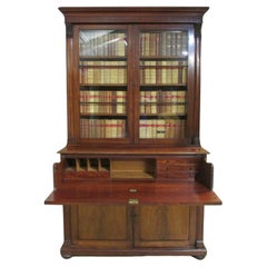 Antique Victorian Secretaire Bookcase Mahogany 1840 Desk