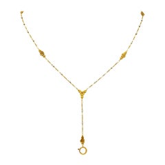 Victorian Seed Pearl 14 Karat Gold Floral Lariat Necklace, circa 1900