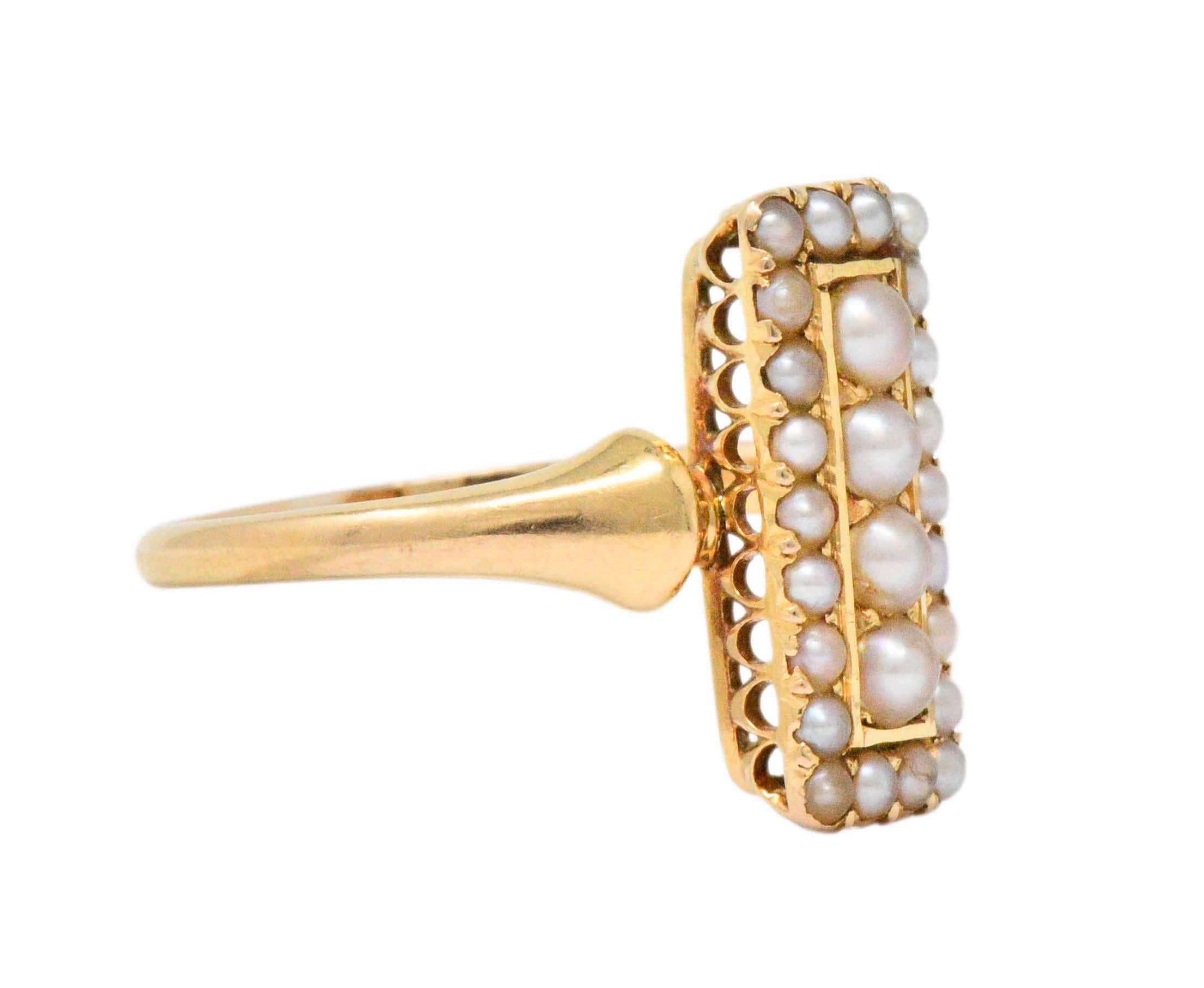Victorian Seed Pearl 14 Karat Gold Ring In Excellent Condition In Philadelphia, PA