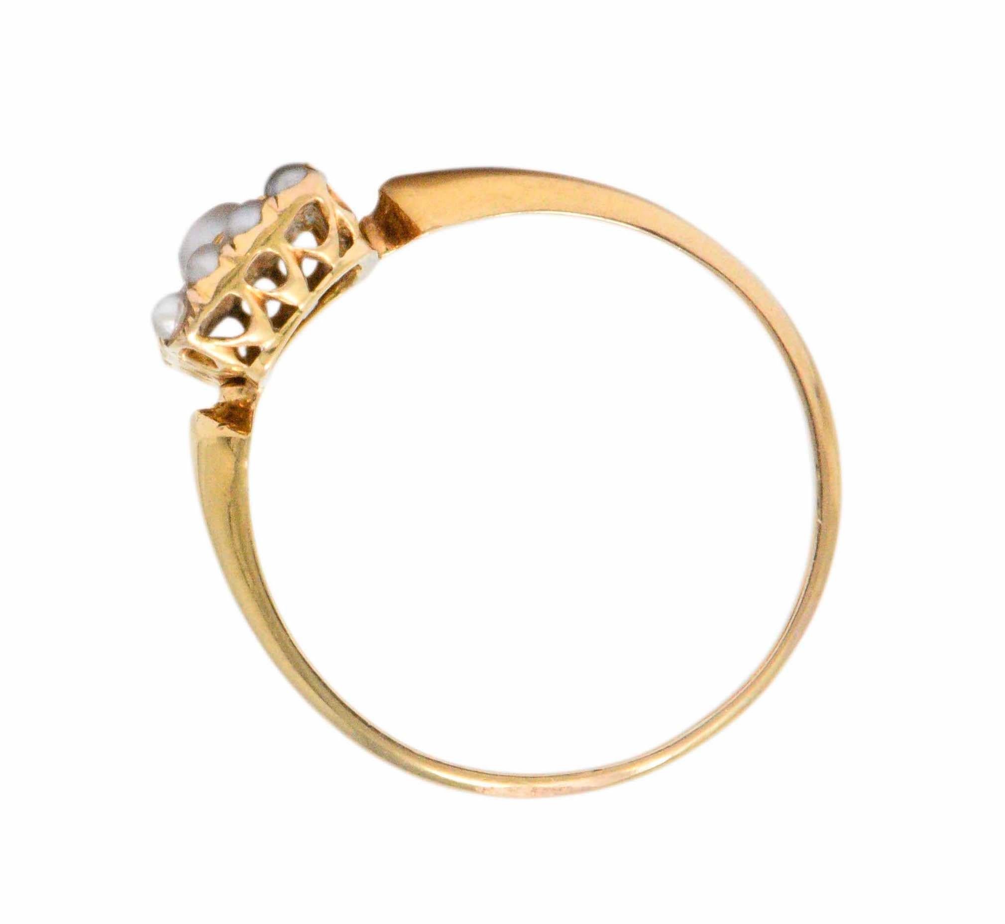 Women's or Men's Victorian Seed Pearl 14 Karat Gold Ring