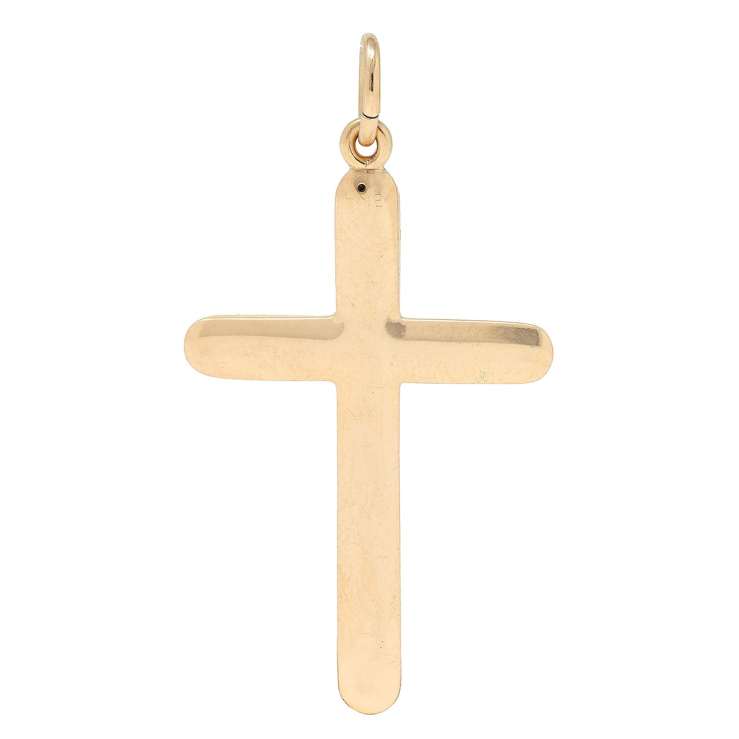 Victorien Pendentif croix ancienne victorien en or jaune 14 carats et perles naturelles en vente