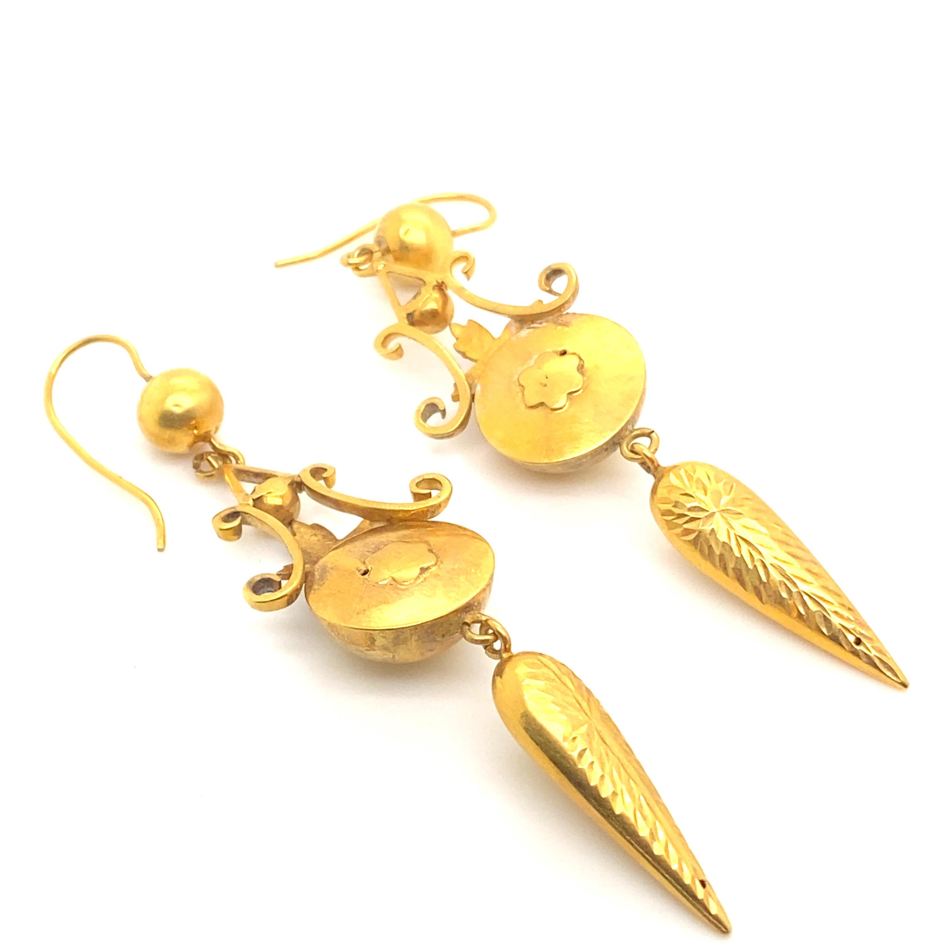 seed pearl long drop earrings gold