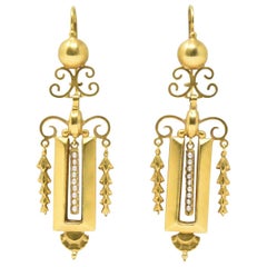 Victorian Seed Pearl and 14 Karat Gold Drop Earrings, circa 1890