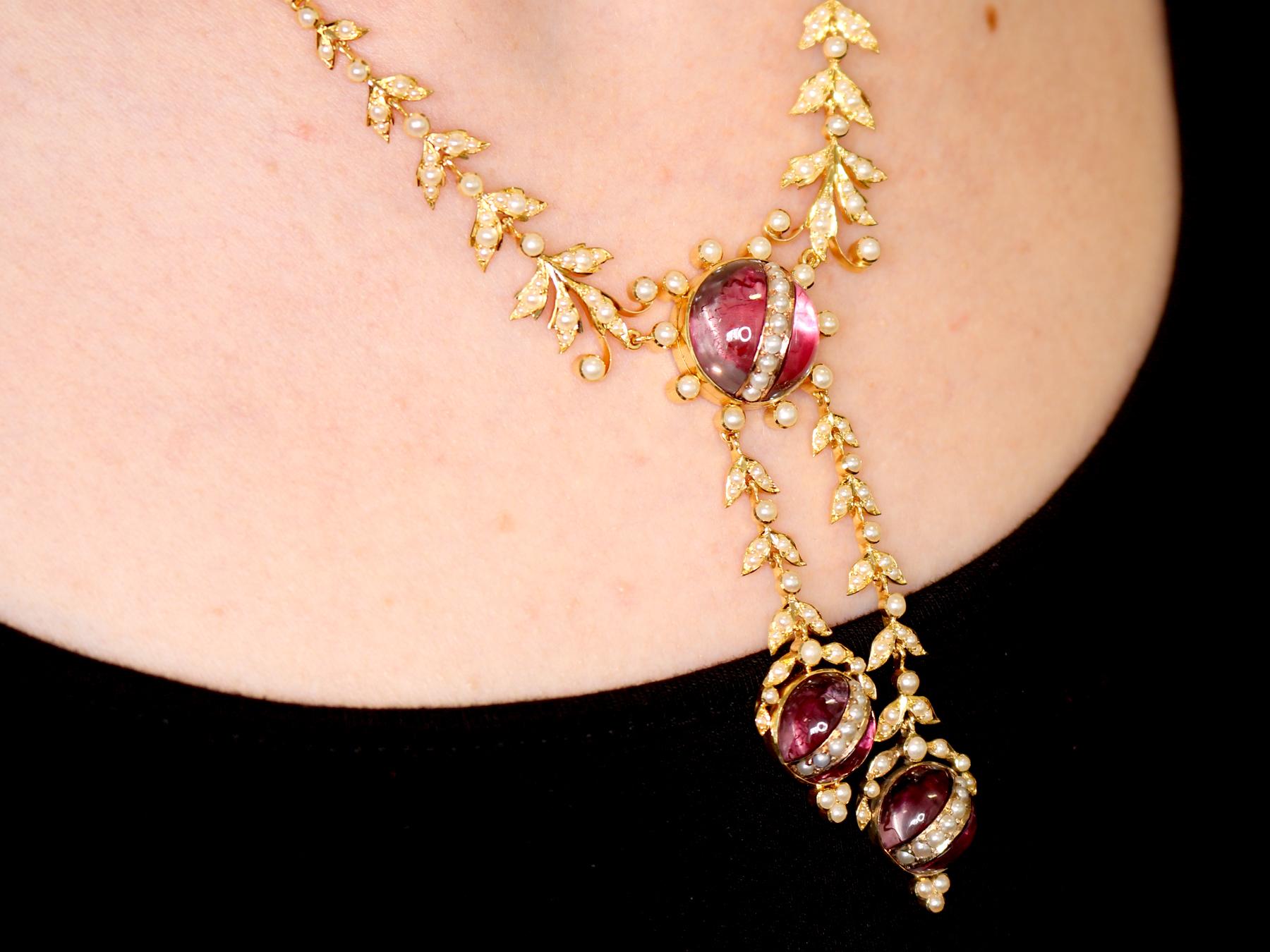 Viktorianische Halskette aus Gelbgold mit Saatperlen und Kristall im Angebot 9