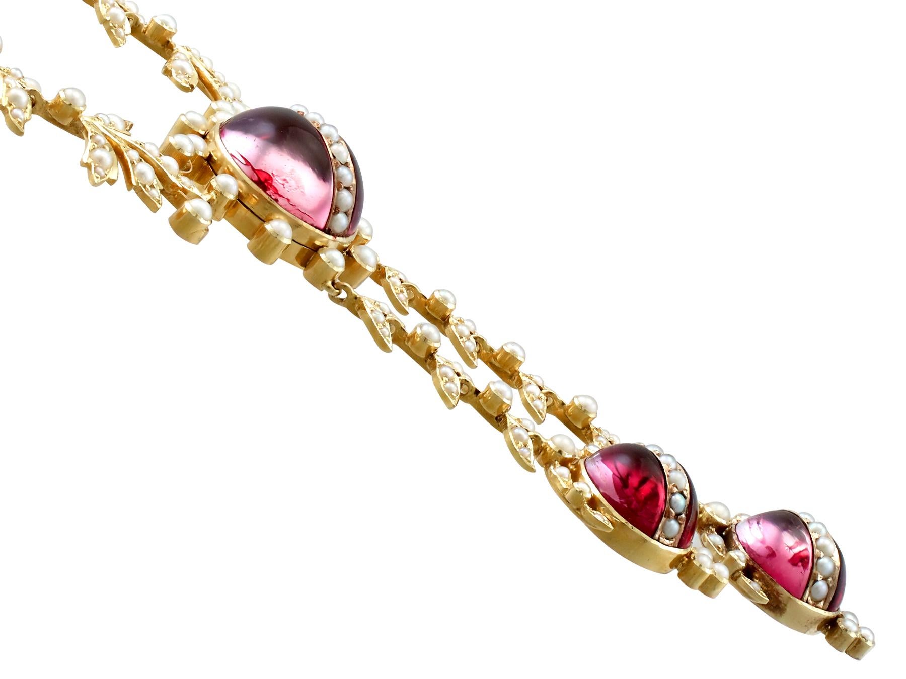 Viktorianische Halskette aus Gelbgold mit Saatperlen und Kristall im Angebot 1