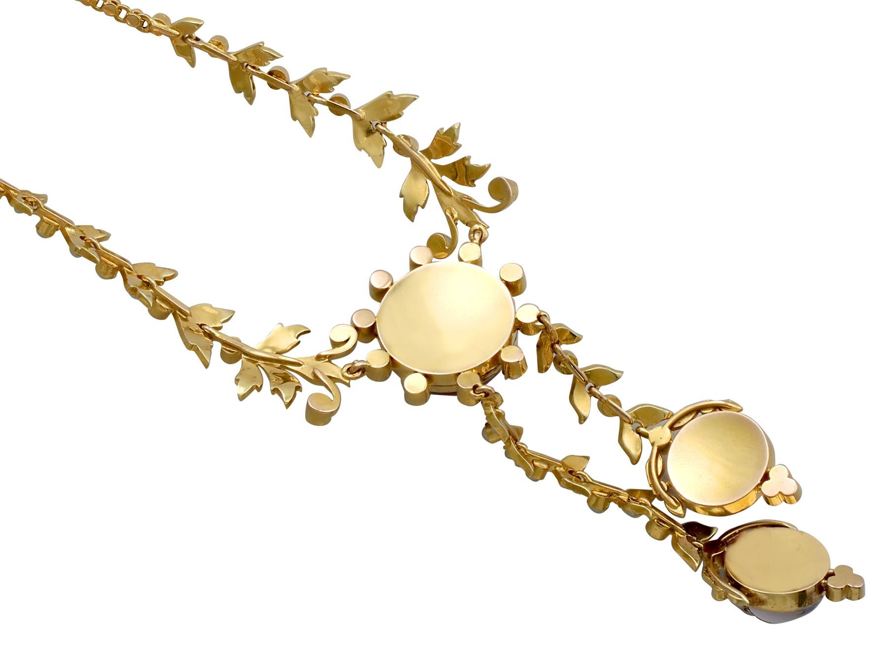Victorian Seed Pearl and Crystal Yellow Gold Necklace For Sale 1