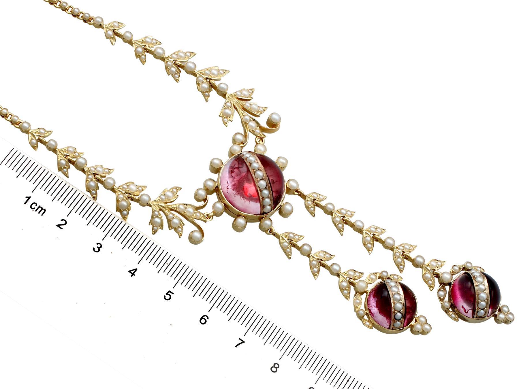 Viktorianische Halskette aus Gelbgold mit Saatperlen und Kristall im Angebot 3