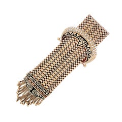 Victorian Seed Pearl Black Enamel Gold Bracelet