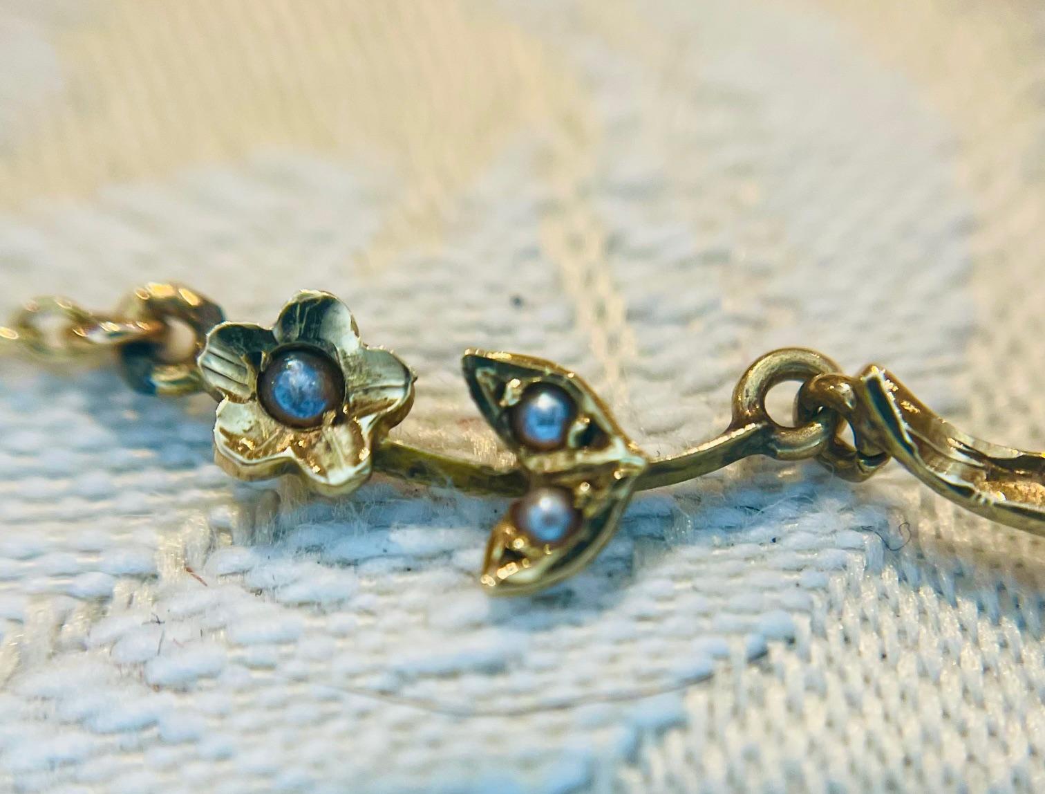 Bead Victorian Seed Pearl Floral Necklace For Sale