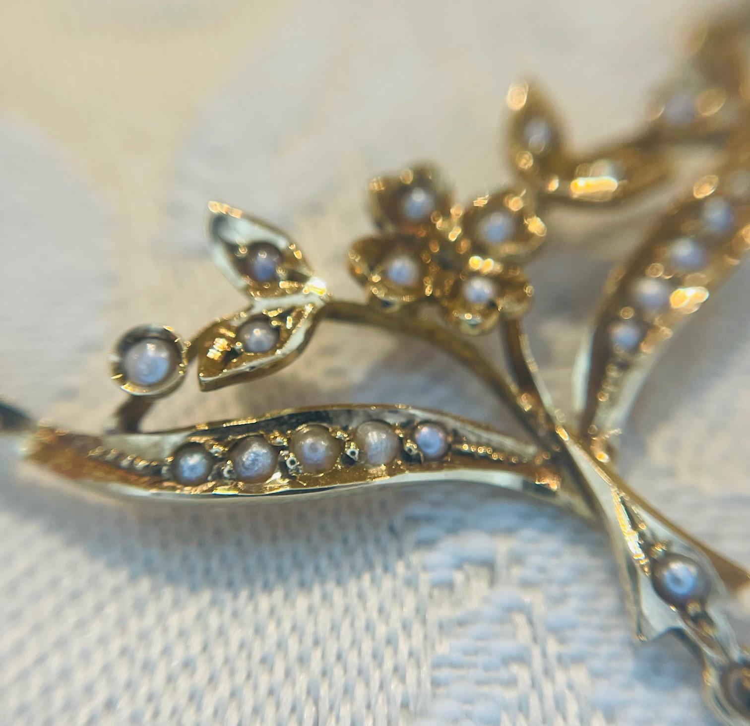 Victorian Seed Pearl Floral Necklace In Good Condition For Sale In Huntington Woods, MI