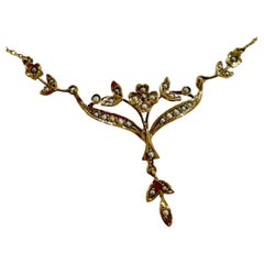 Victorian Seed Pearl Floral Necklace