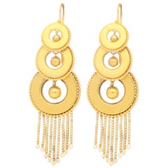 Victorian Seed Pearl Gold Tassel Drop Earrings