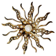 Victorian Seed Pearl Sunburst Brooch/Pendant