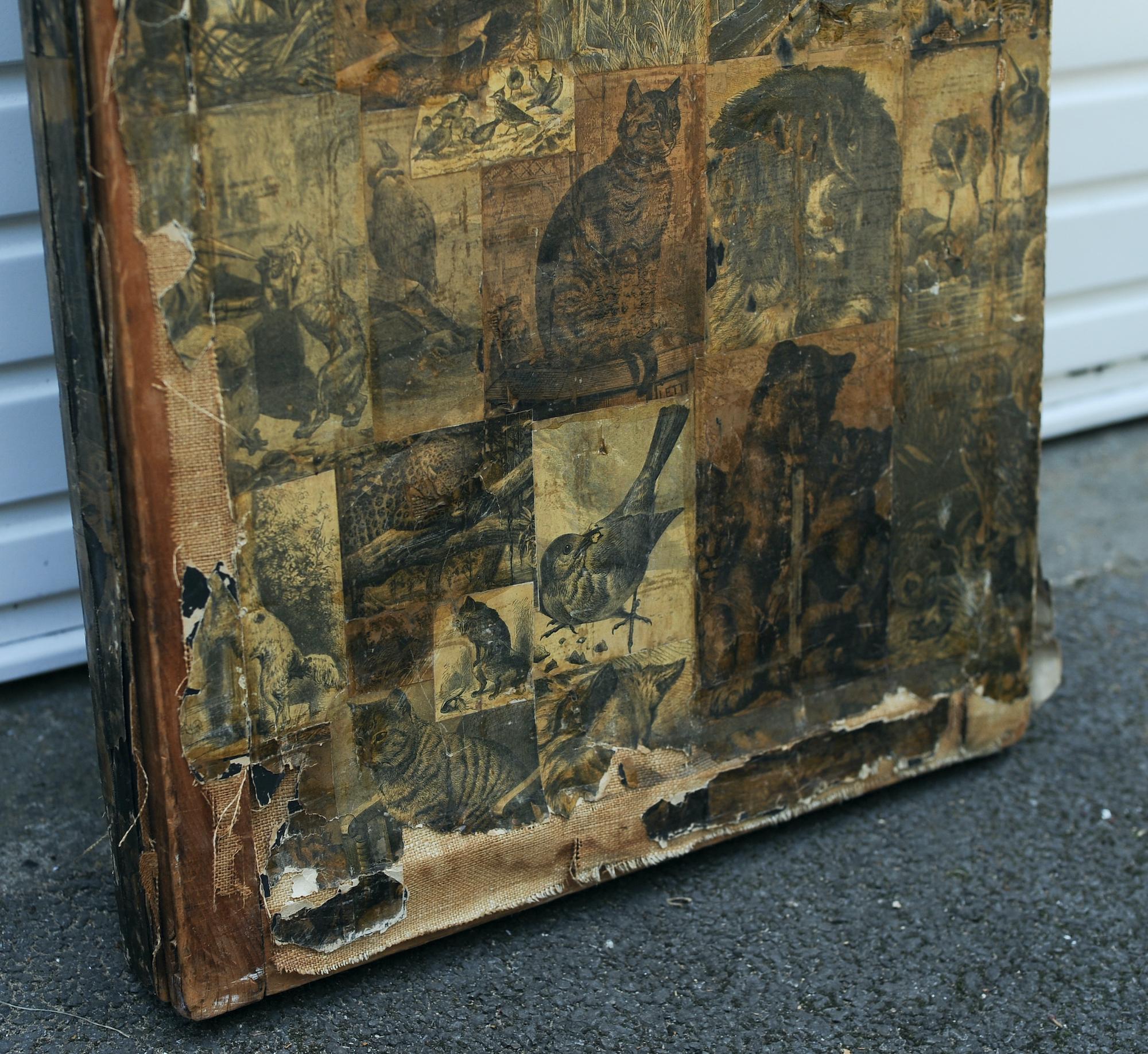 Victorian Sepia Decoupage Two Sided Three Panel Folding Boudoir Ebonised Screen  For Sale 7