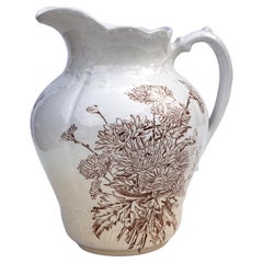 Victorian Sepia Toned Ironstone Pitcher