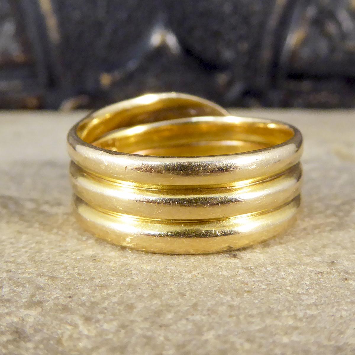 Viktorianischer Schlangenring mit Rubinaugen aus 18 Karat Gelbgold (Spätviktorianisch)