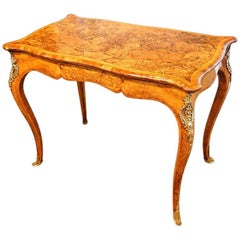 Victorian Serpentine Inlaid Walnut Card Table