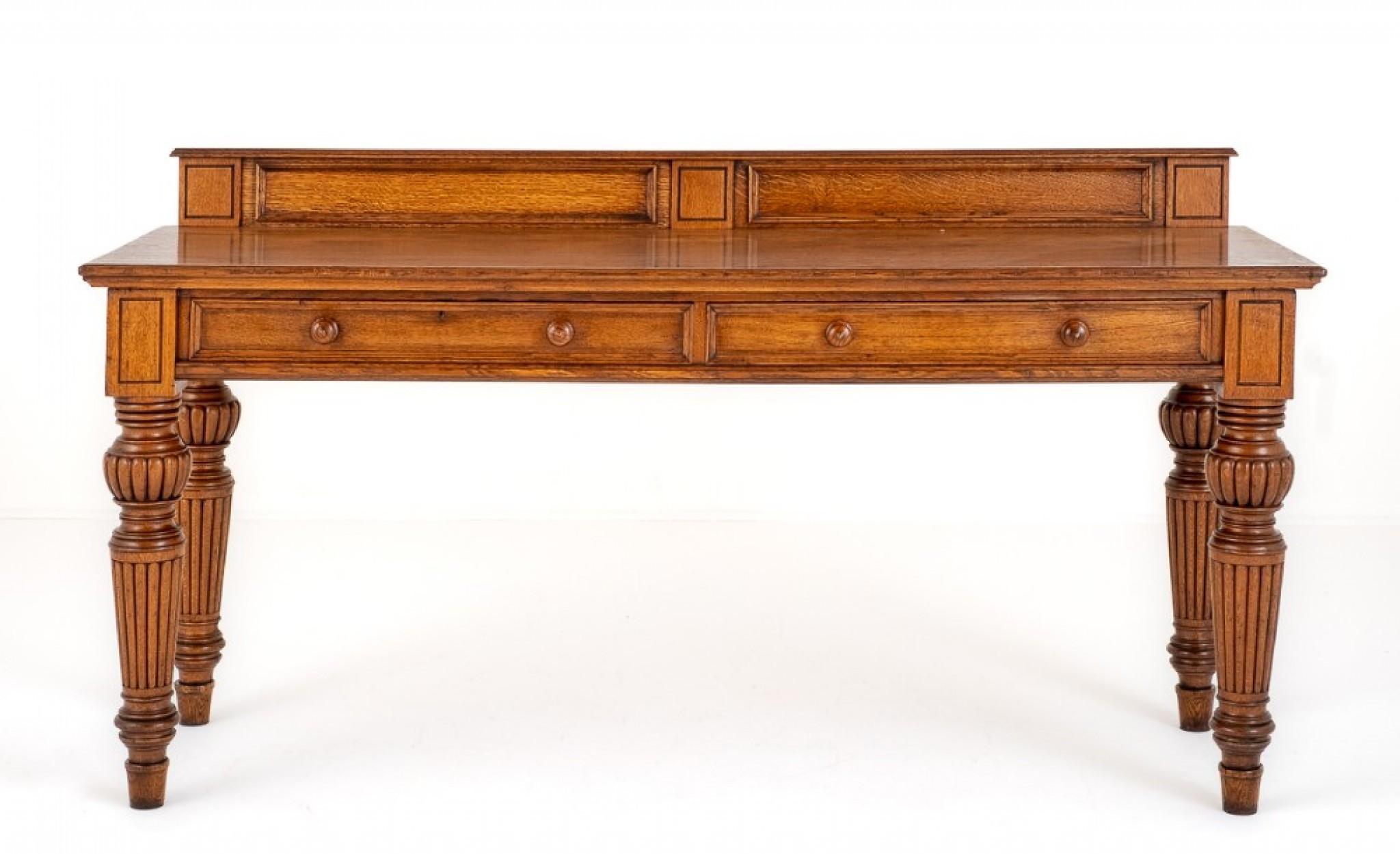 Victorian Serving Table Antique Oak Desk, 1860 For Sale 1