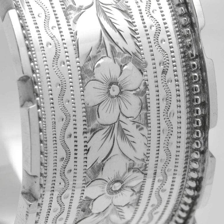 Victorian Set of 6 Antique Sterling Silver Napkin Rings in a Box, Made