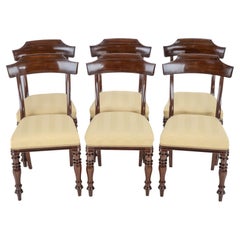 Juego Victoriano de 6 Sillas de Comedor Tapizadas con Respaldo de Caoba Circa 1870