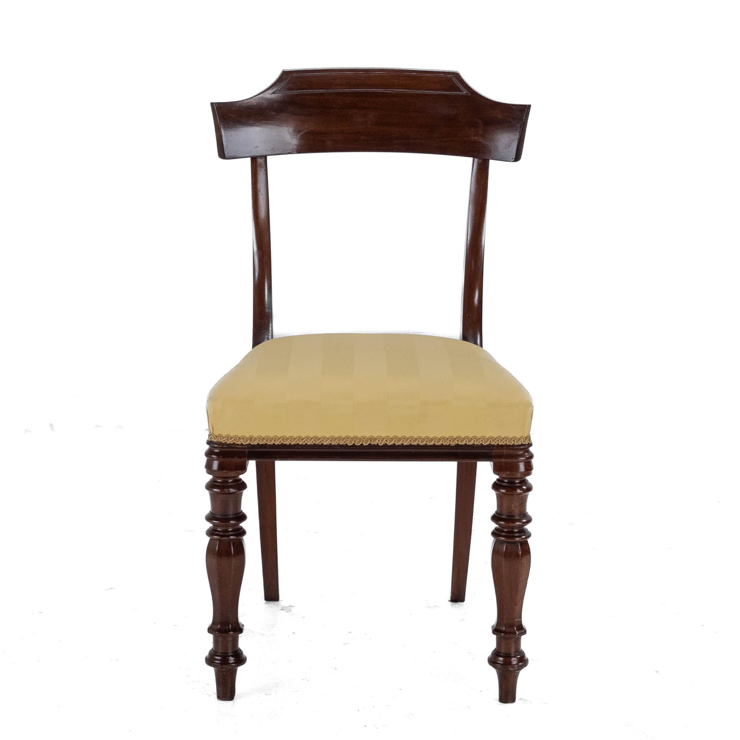 Set vittoriano di 6 sedie da pranzo imbottite con schienale a bar in mogano Circa 1870 in vendita 6