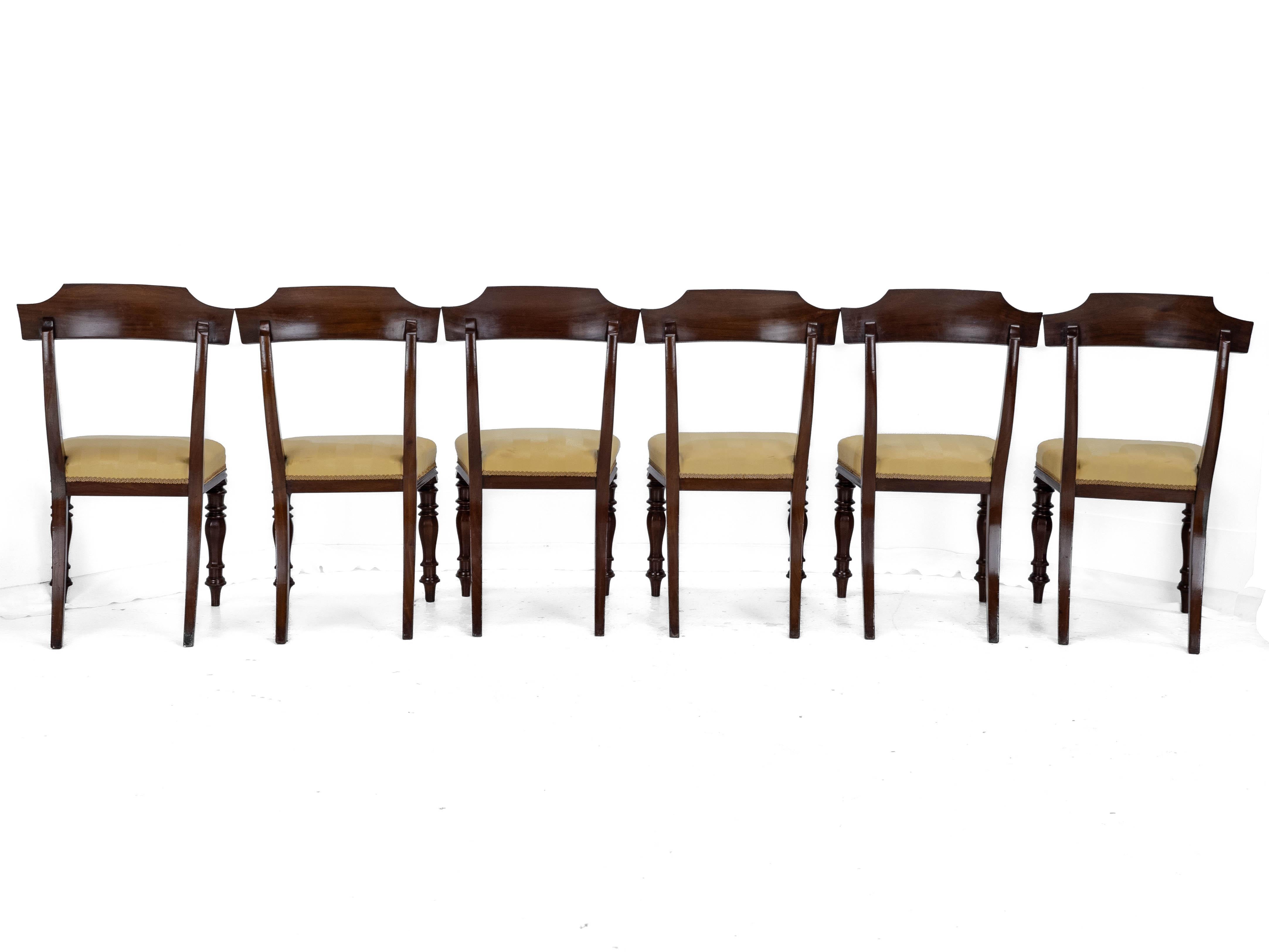 Set vittoriano di 6 sedie da pranzo imbottite con schienale a bar in mogano Circa 1870 In condizioni buone in vendita a Leeds, GB