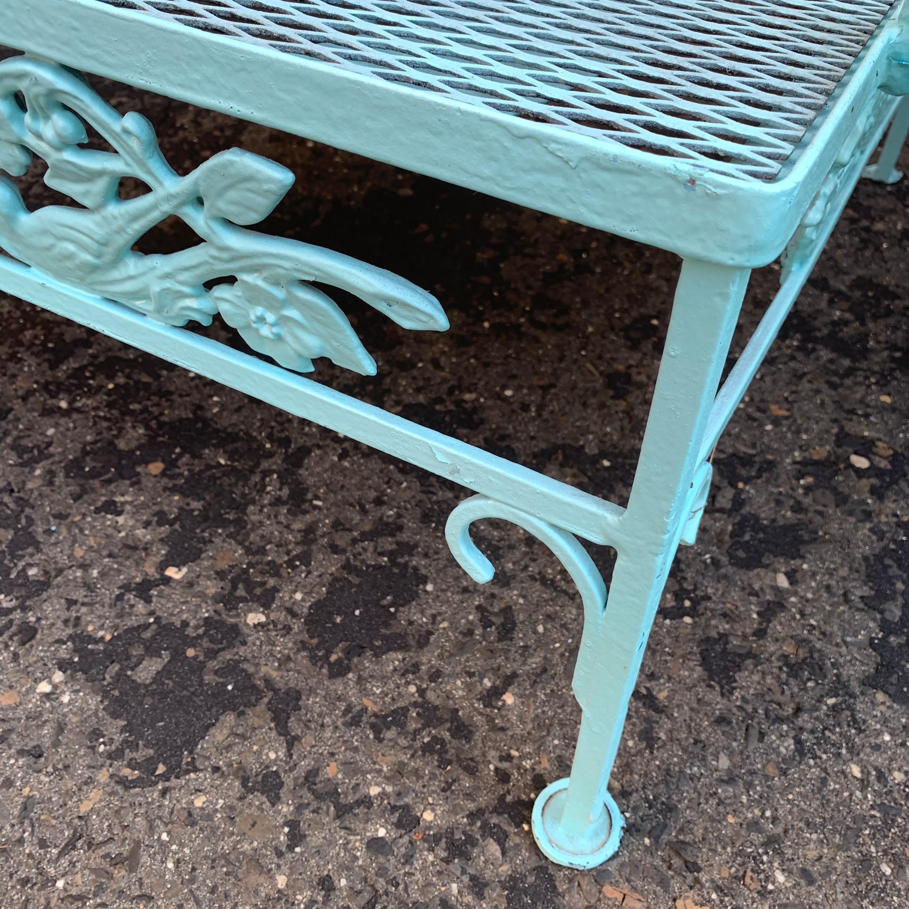 Victorian Set Of Turquoise Painted Iron Garden Table, Sofa, Chaise And Armchair 13