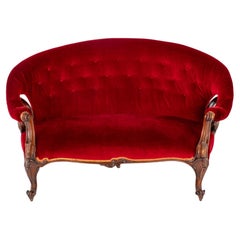 Victorian Settee Antique Salon Couch, 1860