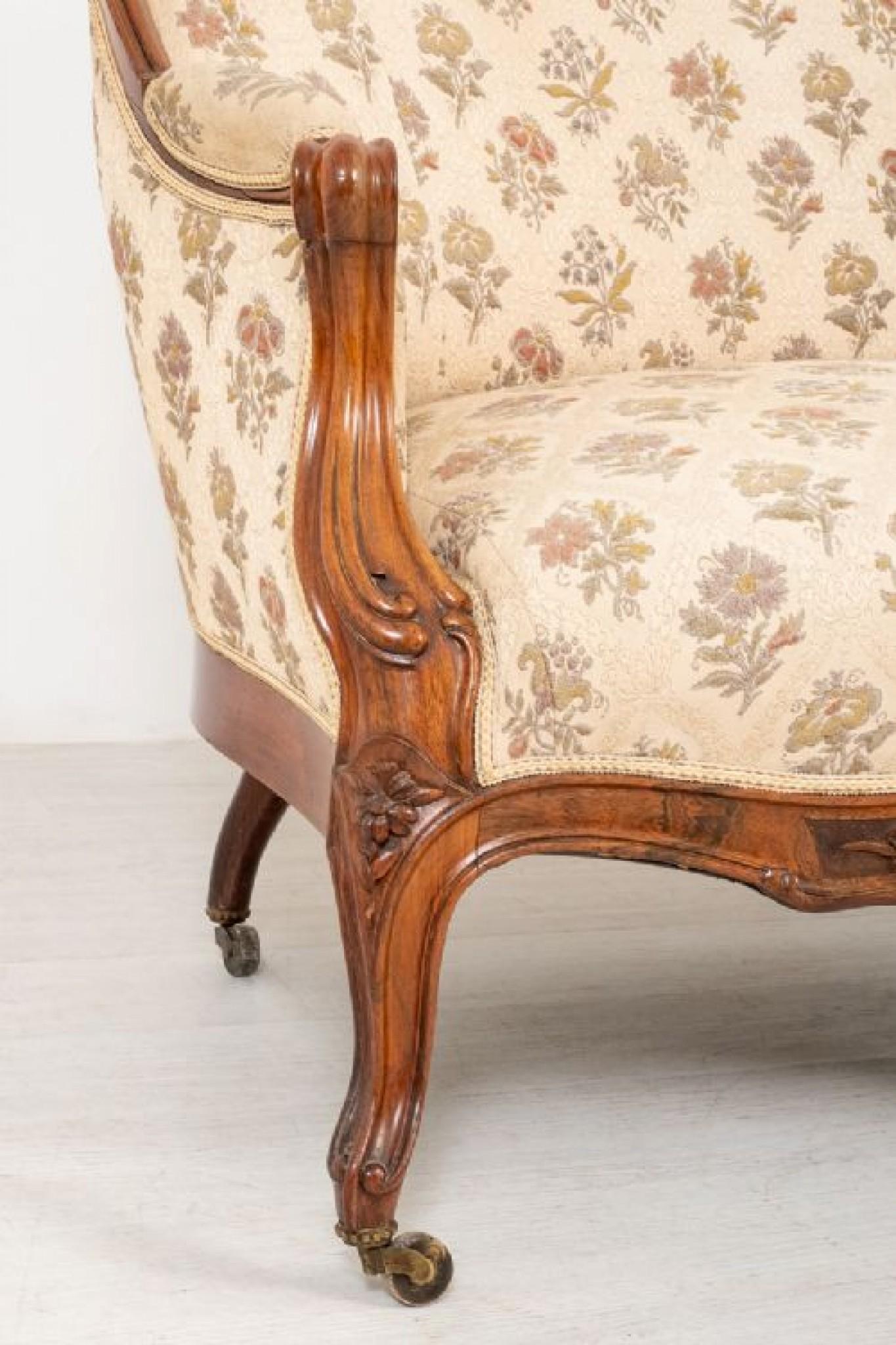 Victorian Settee Chair Set Antique Couch Parlour Suite, 1860 6