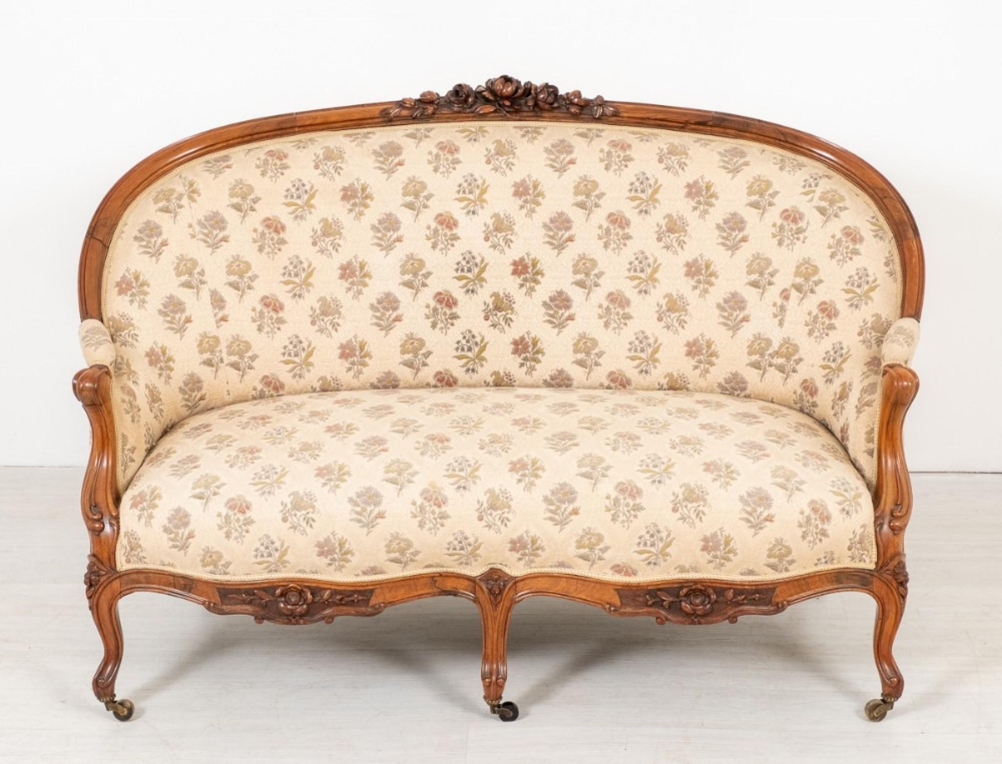Victorian Settee Chair Set Antique Couch Parlour Suite, 1860 7