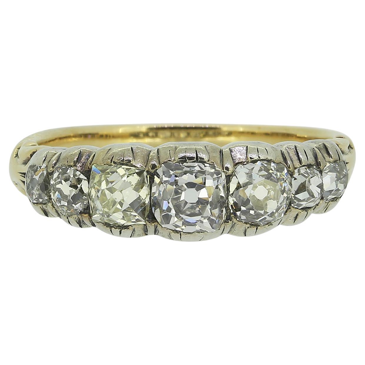Victorian Seven Stone Diamond Ring For Sale