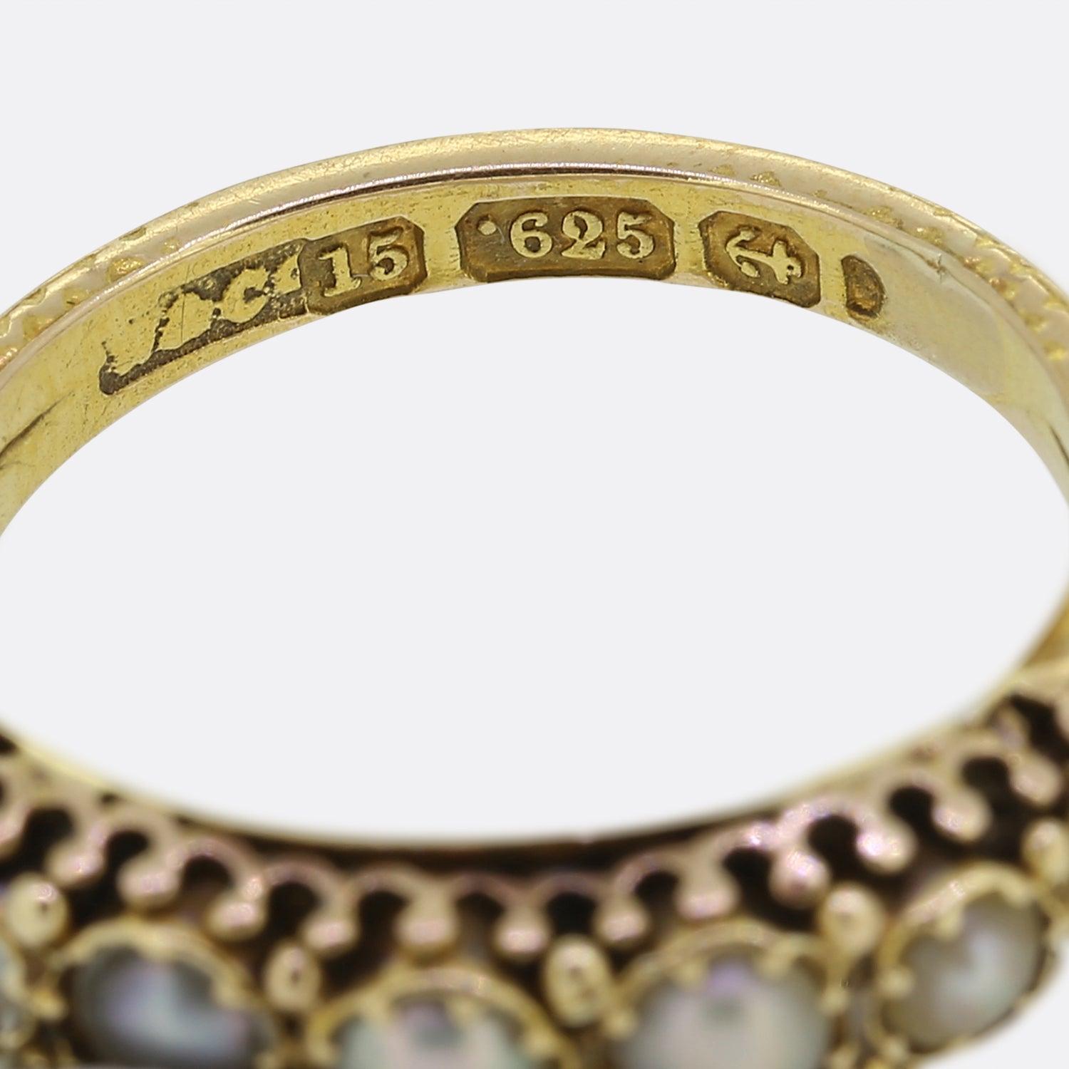 Viktorianischer Sieben-Steine-Perlenring im Zustand „Gut“ im Angebot in London, GB