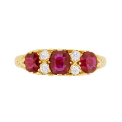 Victorian Seven-Stone Ruby and Diamond Ring, circa 1900s