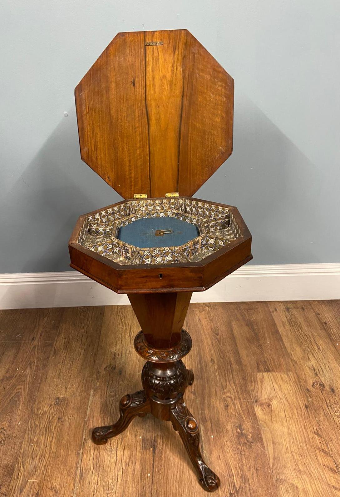 Victorian Sewing Box Games Chess Table Side 1880 For Sale 2