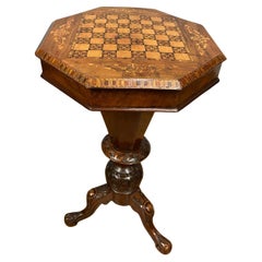 Victorian Sewing Box Games Chess Table Side 1880