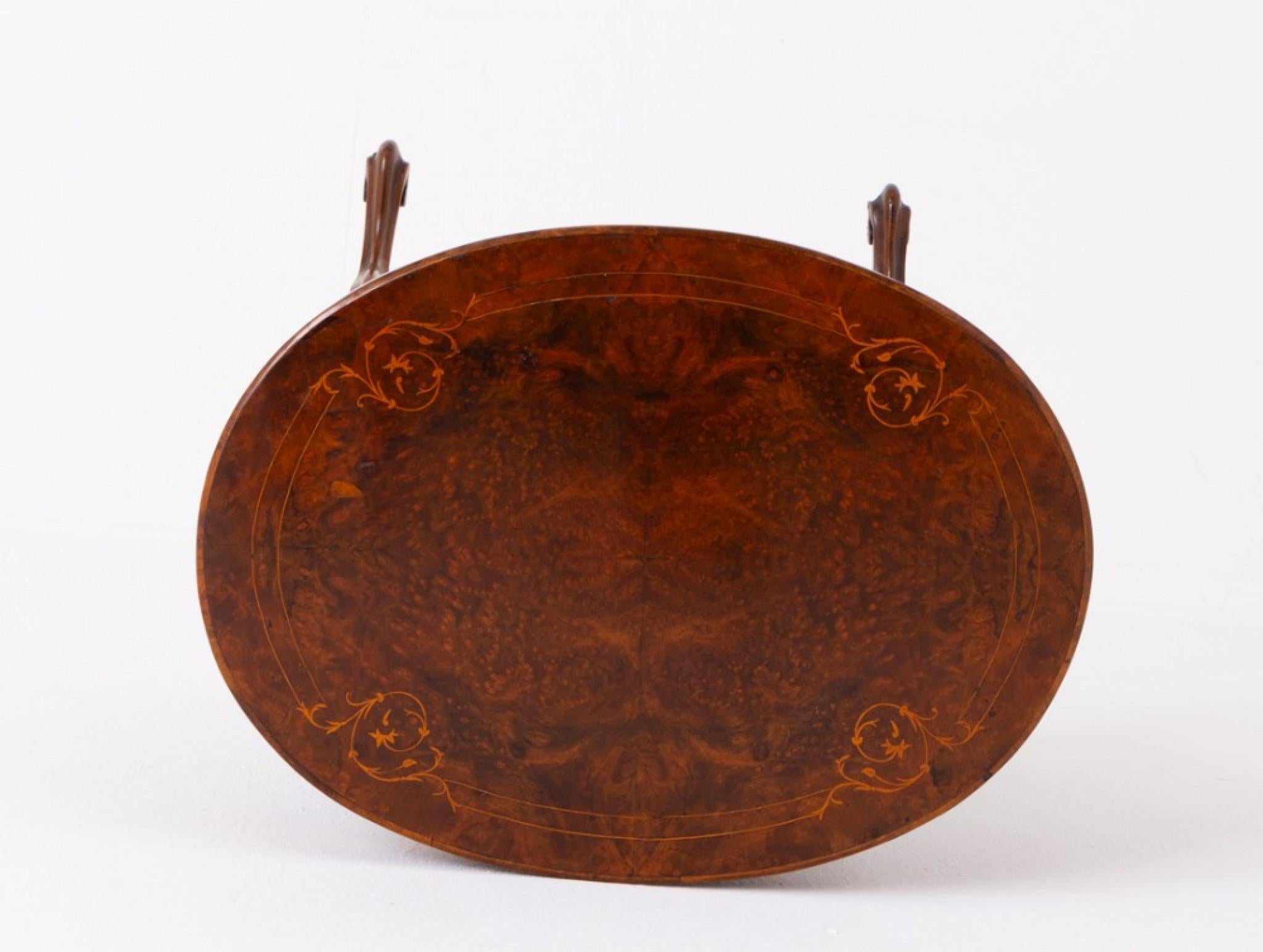 Table de couture Victorienne Ronce de Noyer Antique 1860 en vente 2