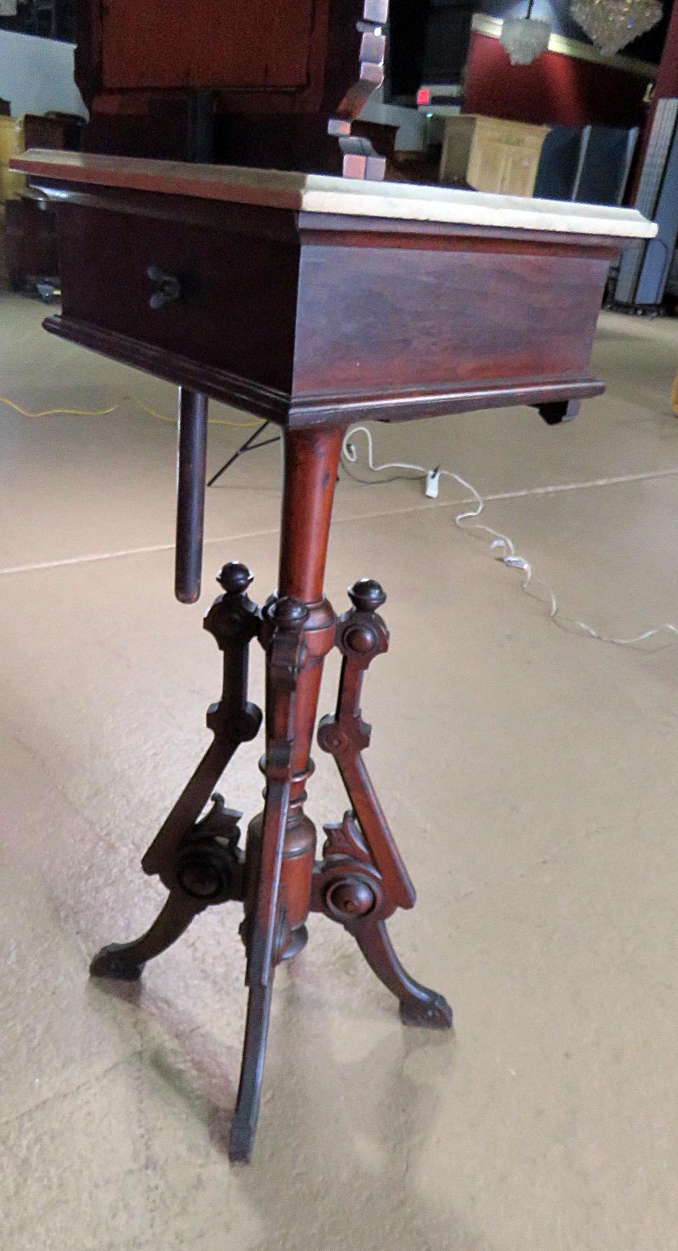 Burled Walnut and Marble Renaissance Revival Shaving Stand C1870 3
