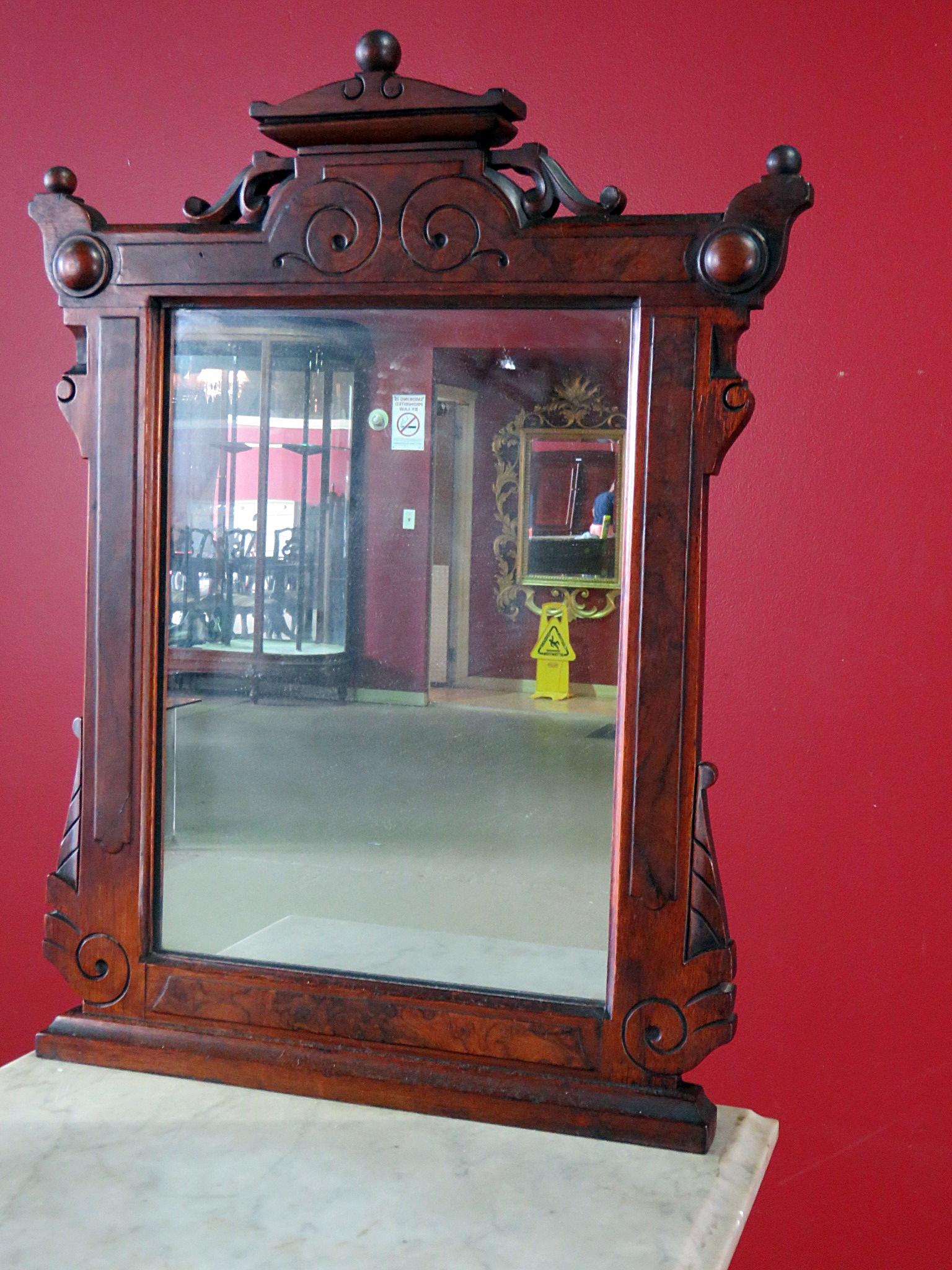 Burled Walnut and Marble Renaissance Revival Shaving Stand C1870 In Good Condition In Swedesboro, NJ