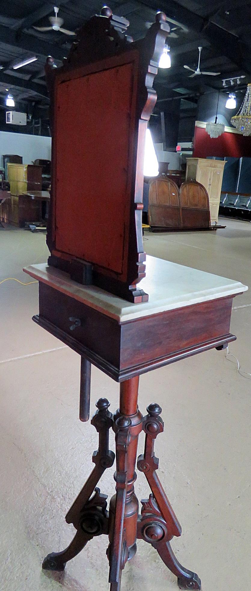Burled Walnut and Marble Renaissance Revival Shaving Stand C1870 2