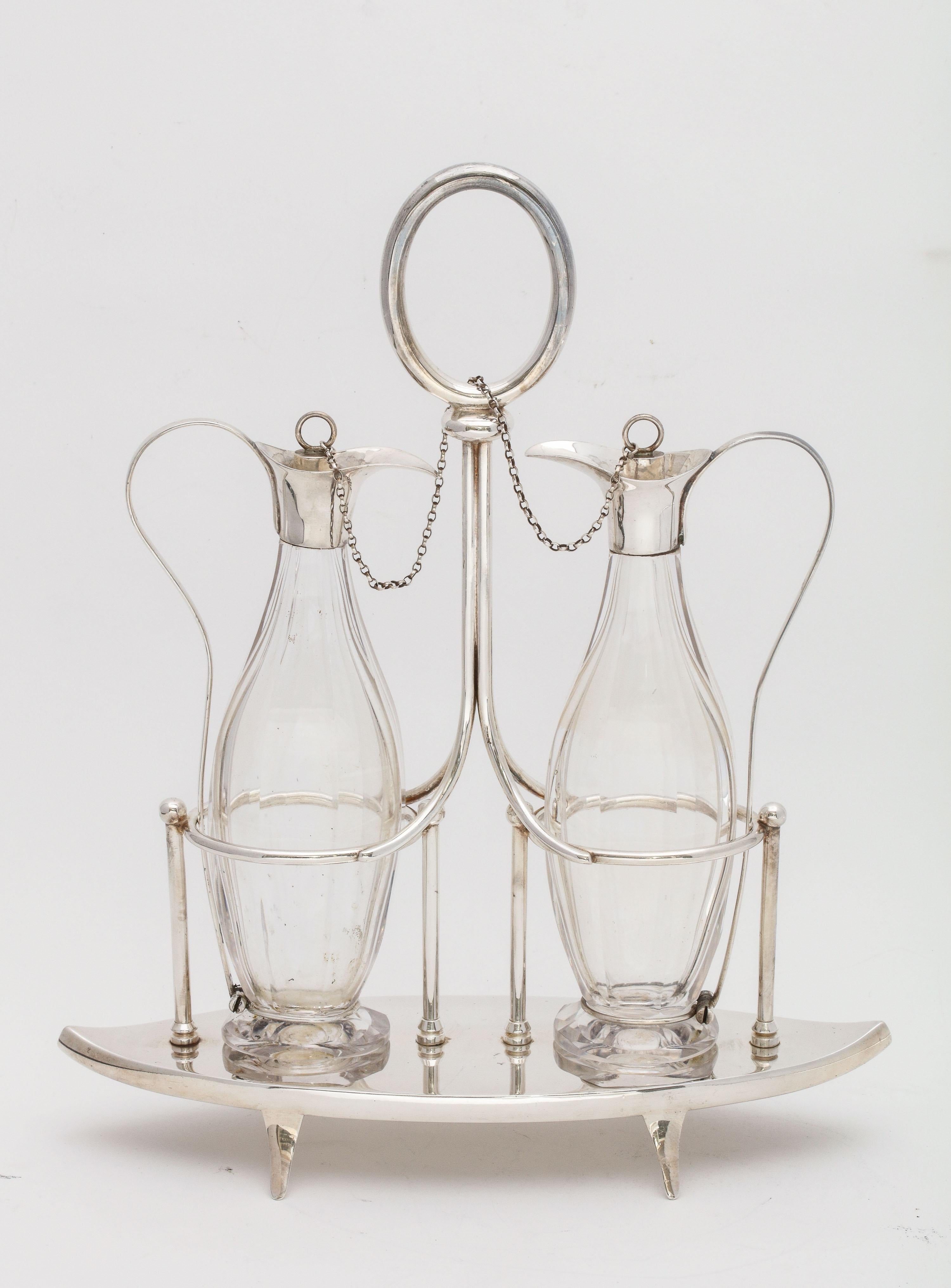 Victorian Sheffield Plate Footed Two-Bottle Cruet Set by William Hutton and Sons For Sale 2