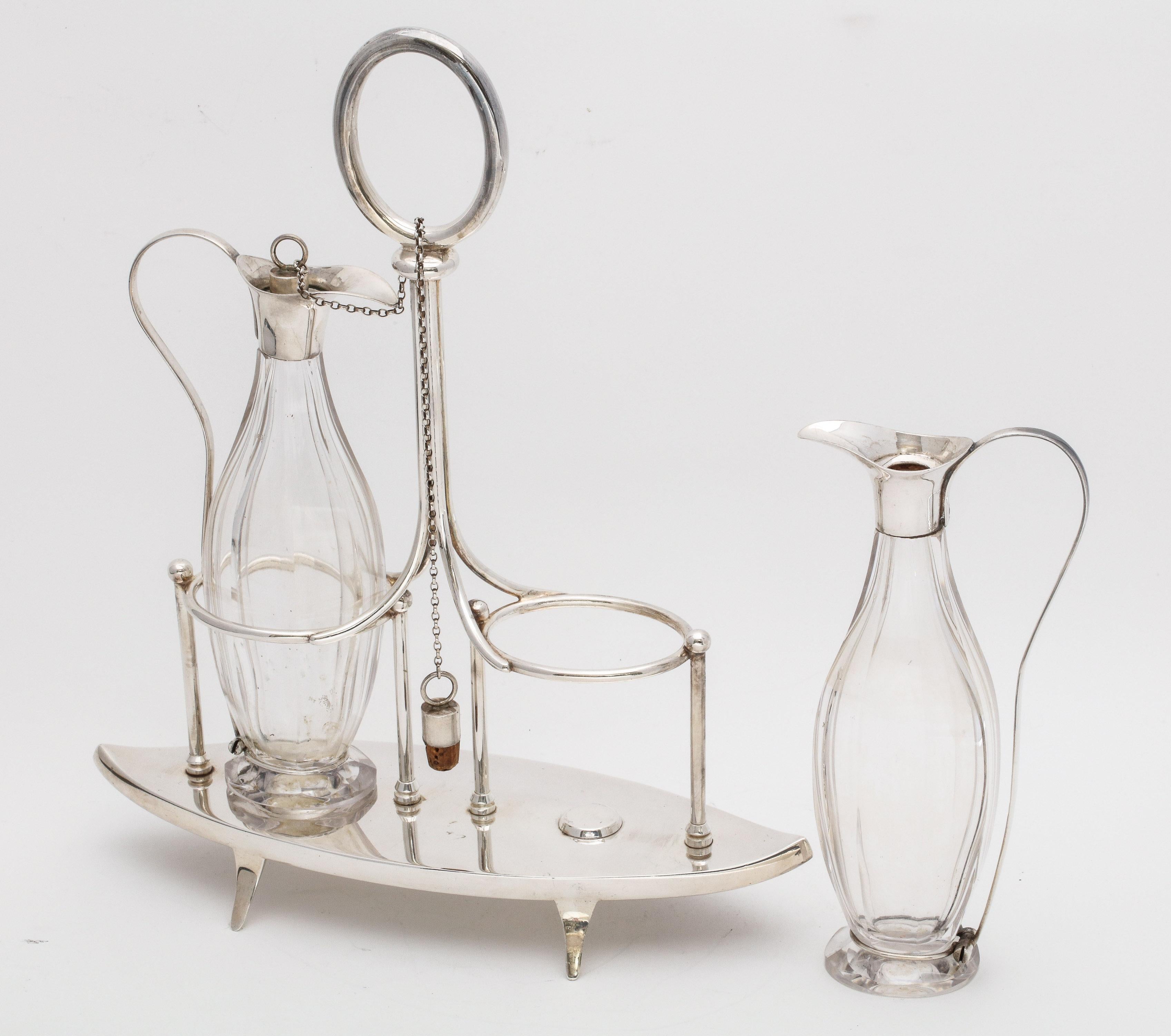 Victorian Sheffield Plate Footed Two-Bottle Cruet Set by William Hutton and Sons For Sale 4