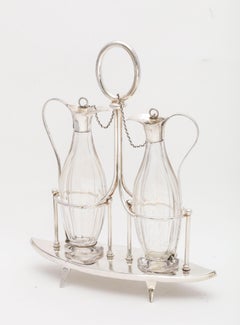 Victorian Sheffield Plate Footed Two-Bottle Cruet Set by William Hutton and Sons