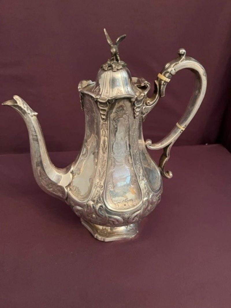 English Victorian Sheffield Silver Coffee pot and Milk Jug For Sale