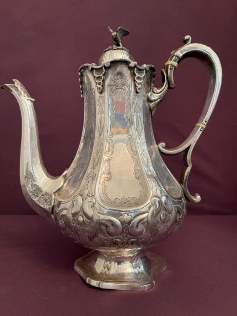 19th Century Victorian Sheffield Silver Coffee pot and Milk Jug For Sale