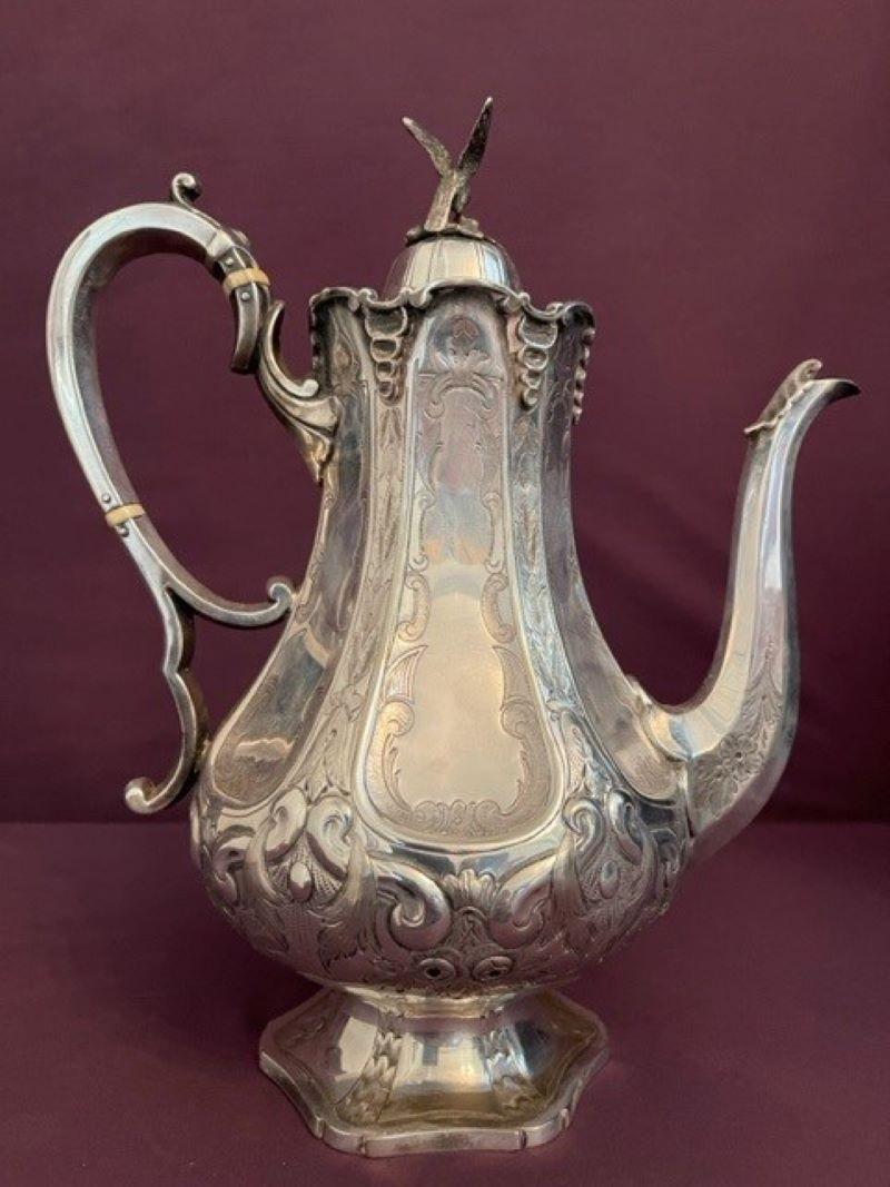 Silver Plate Victorian Sheffield Silver Coffee pot and Milk Jug For Sale