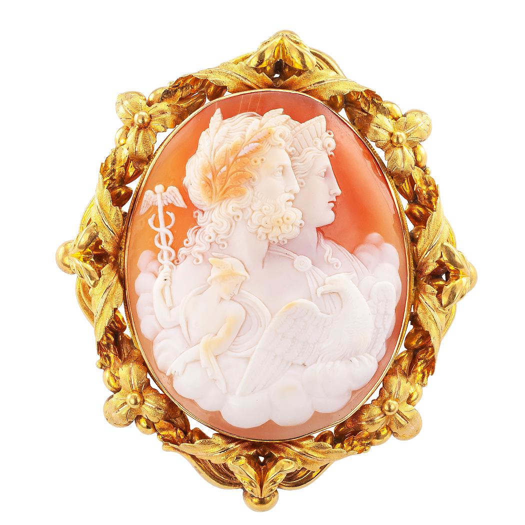 Victorian Shell Gold Cameo Brooch