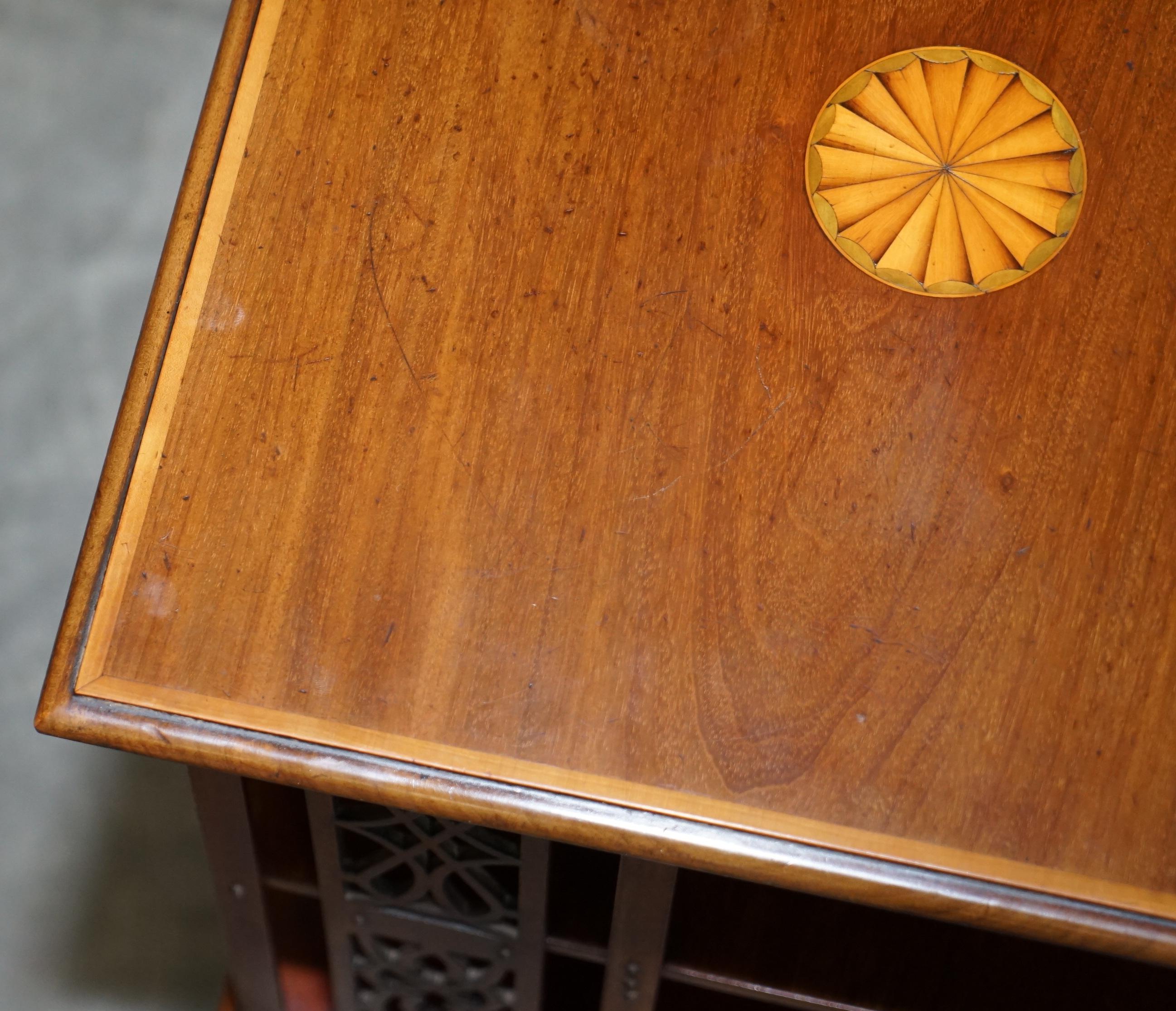 Victorian Sheraton Revival Hardwood & Satinwood Revolving Book Side End Table For Sale 8