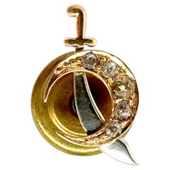 Victorian Shriner's Masonic Diamond Pin Brooch .15ct Old Mine 14K Antique 1870's