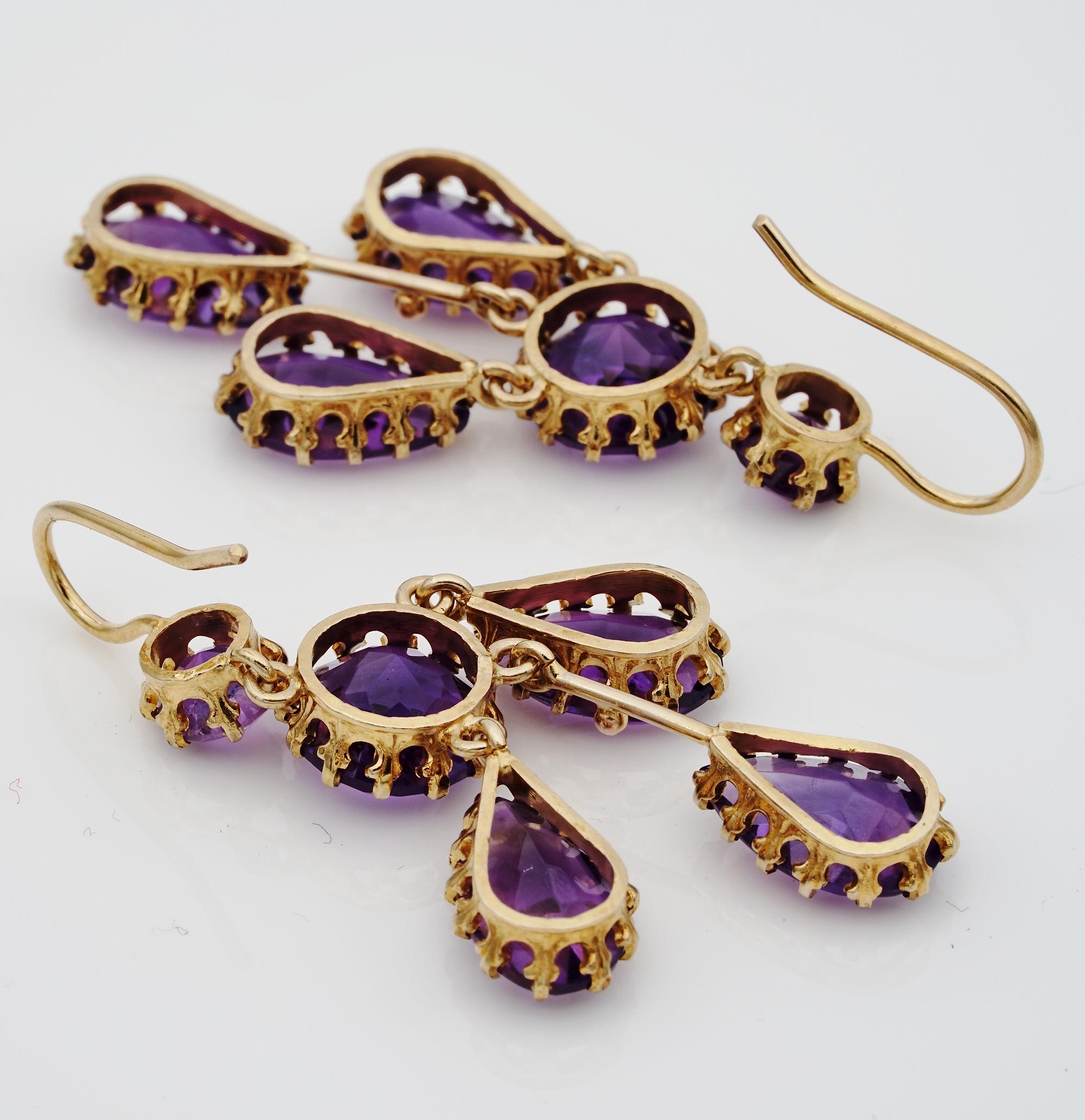 Victorian Siberian Amethyst Rare Chandelier Earrings In Good Condition In Napoli, IT